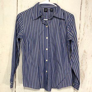 GAP MENS STRIPED FORMAL BLUE SHIRT SIZE S